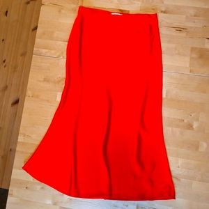 Satin midi skirt